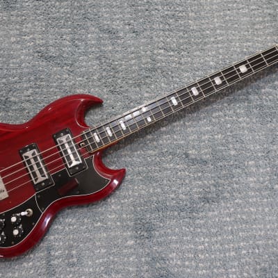 Vintage Silvertone Kay K-2B Lawsuit Bass Guitar SG Style 2 PU Very Clean Wine Red for sale