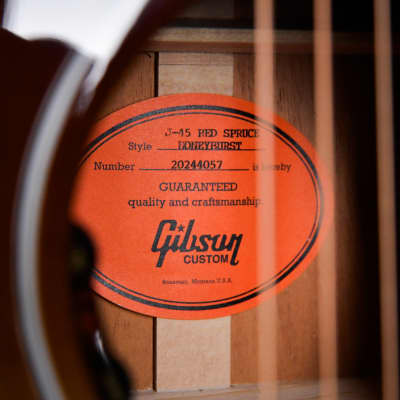 Gibson Custom Shop J-45 / J45 Standard Red Spruce HoneyBurst 2024 (20244057) image 13