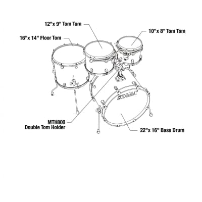 Tama MBS42S-PBK Starclassic Performer Shell Kit 4 pcs - Piano Black/Chrome HW image 2