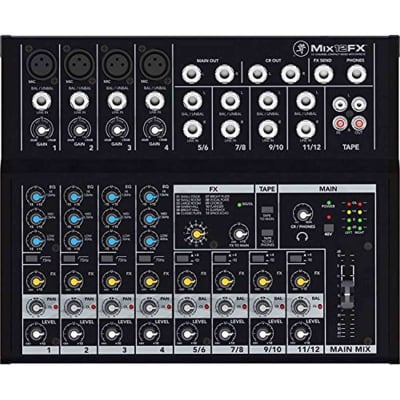 Mackie Mix12FX 12 Input Desktop Mixer 4 Microphone Preamps 4 Stereo Channels 3 Band EQ Tape I/O Separate Volume Headphone Levels image 6