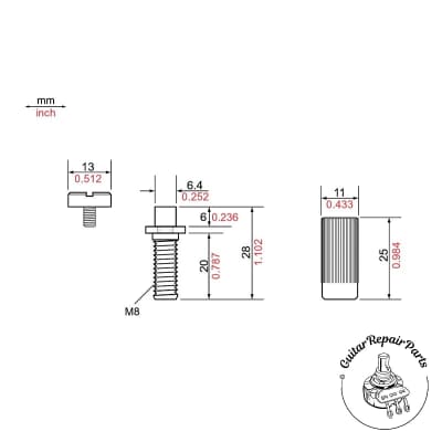 TonePros SM1-N Locking Stop Tailpiece / Wraparound Bridge Stud Set, Metric - Nickel image 2