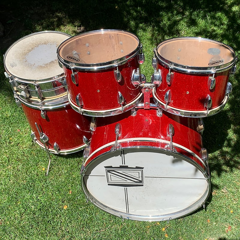 Vintage 1960’s Sears Silvertone 5 Piece Drum Set Red Sparkle | Reverb