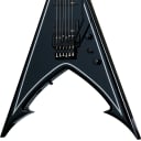 Schecter RavenDark V FR Abbath Signature Electric Guitar. Gloss Black with Silver Pinstripes