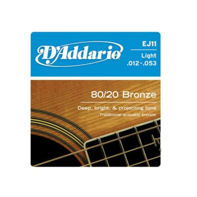 D'Addario EJ11 Bronze Light Acoustic Guitar Strings (12-53) image 1