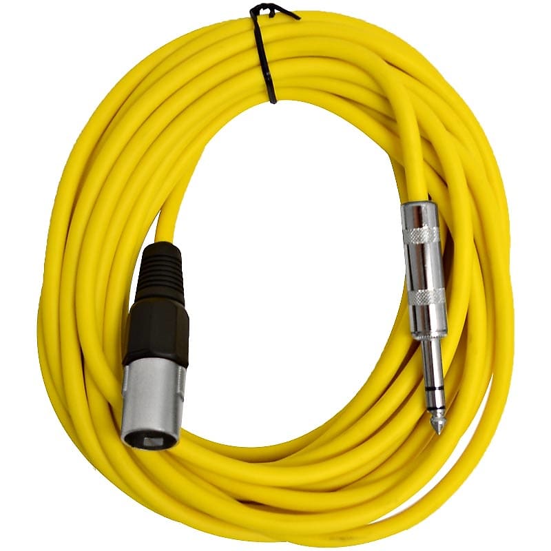 SEISMIC AUDIO - 25 Foot Yellow XLR Male to 1/4" TRS Patch Cable Snake Cords NEW image 1