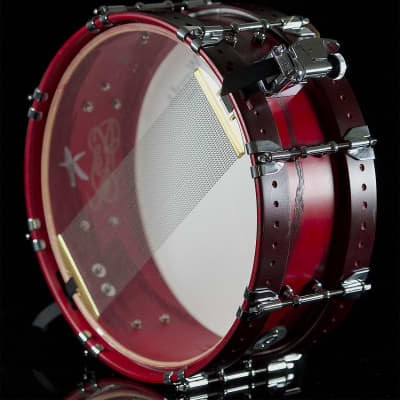 Woods Custom Drums - Ash/Poplar/Ash Snare Drum, 14” x 5" in Red Lacquer image 3