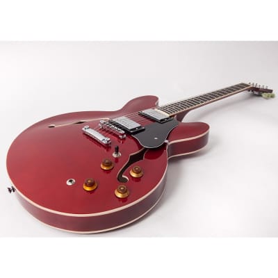 Mint Vintage VSA500CR VSA500 Semi-Hollow Guitar, Wilkinson Pickups, Cherry Red image 2