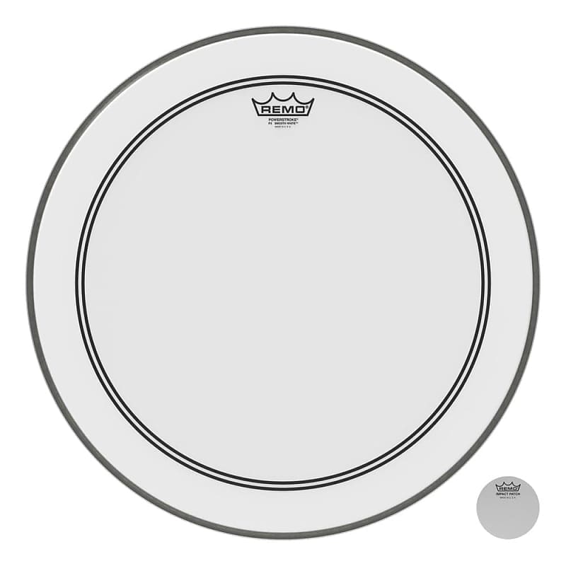 Remo Smooth White Powerstroke P3 20" Bass Drum Head : 2.5 Impact Patch image 1