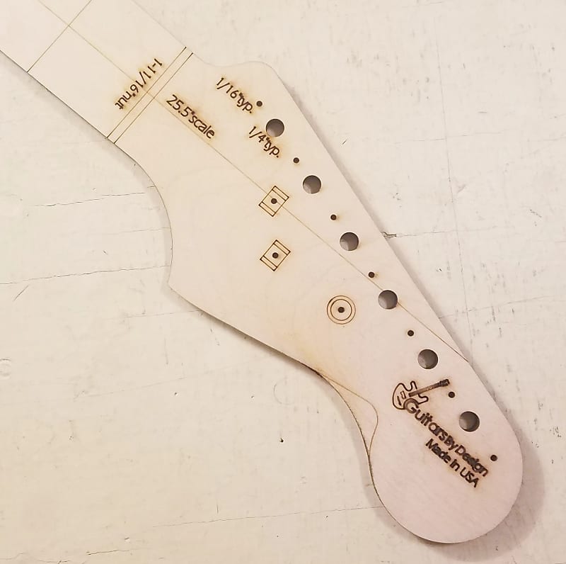 Guitarsbydesign Strat Style Guitar Neck Template 25.5" Scale image 1