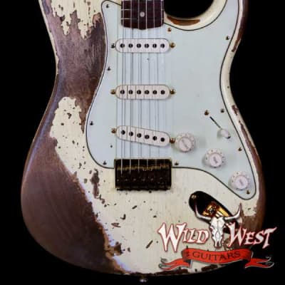 Fender Custom Shop Wild West Guitars 25th Anniversary 1960 Stratocaster Hardtail Madagascar Rosewood Fretboard Heavy Relic Vinatge White 7.35 LBS for sale