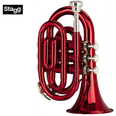 Stagg WS-TR247S ML-Bore, Brass Body Bb Pocket Trumpet w/Soft Case & Mouthpiece 7C Silver Plated image 1