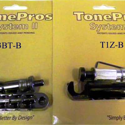 TonePros METRIC Pre-Notched Tuneomatic Bridge & Tailpiece Set - Black LPM02/B image 1