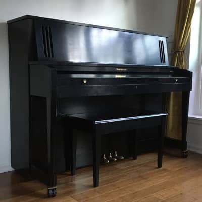 Vintage Made in USA Baldwin 243HP Ebony Black Lacquer Acoustic Upright Studio Piano + Original Bench Key image 4