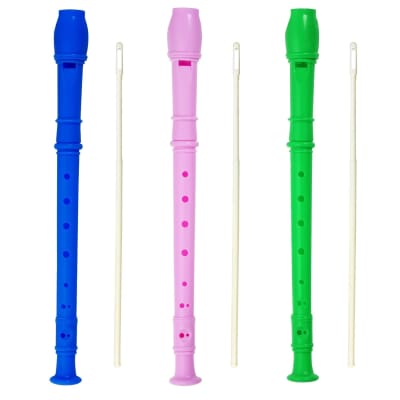 3 Pack 8 Hole Soprano Recorders Descant Flute With Cleaning Rod