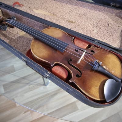 Vintage German 1/2 Size Violin & Coffin Case 1930s Brown Varnished High Quality Small Violin image 5