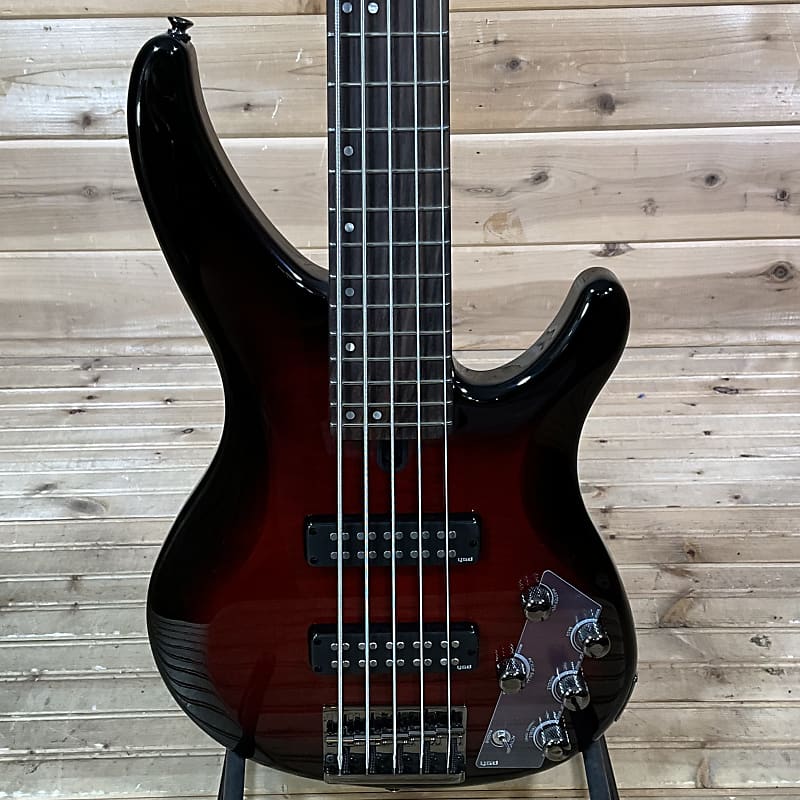 Yamaha TRBX605FM 5-String Electric Bass Guitar - Dark Red Burst image 1