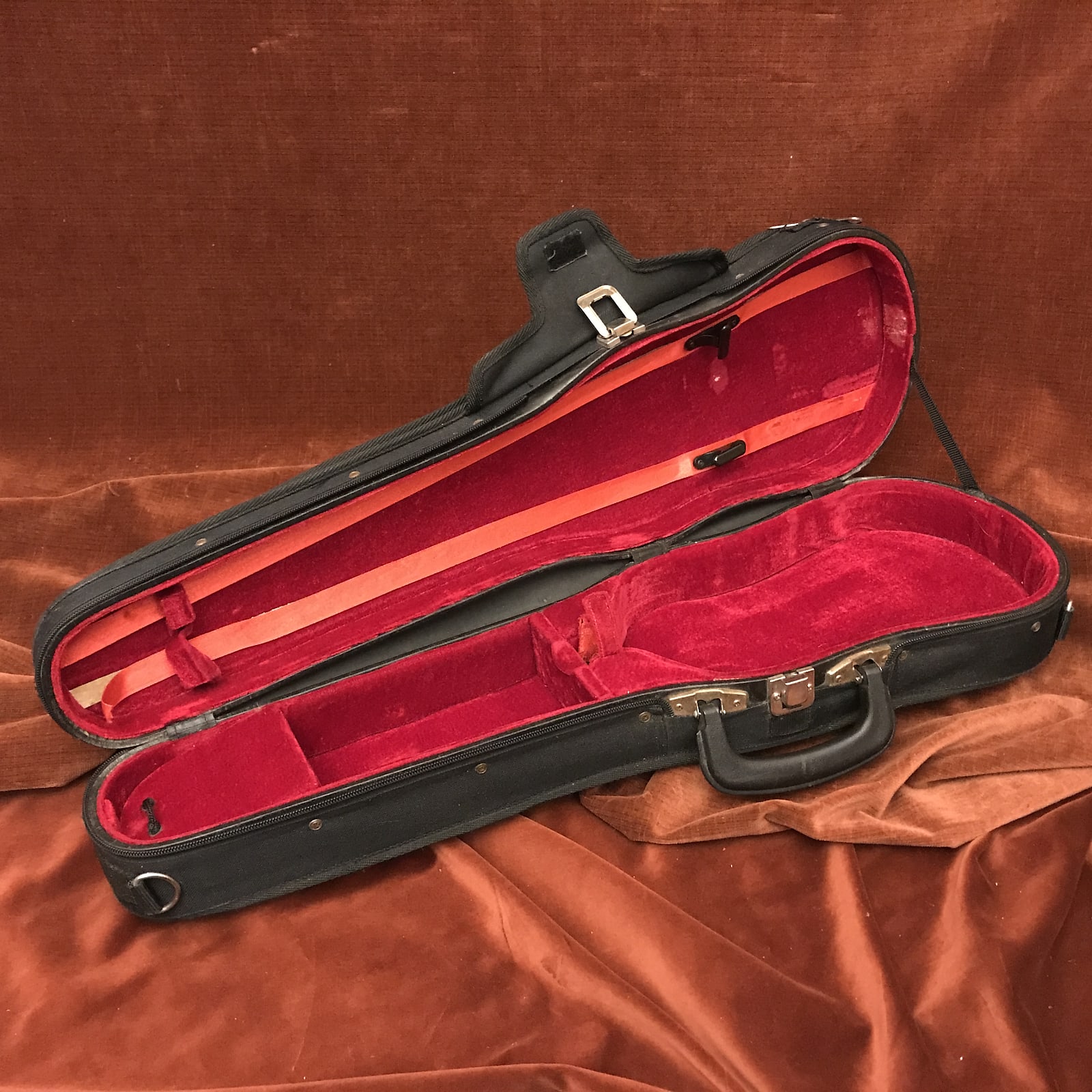 Unbranded 3/4-Size Violin Case Black w/ Red Interior
