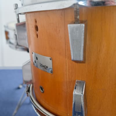 Sonor Champion Beech 22" - 12" - 13" - 16" - Snare D454 drumkit 1970's Natural image 7