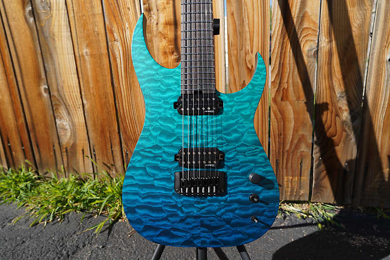 Schecter USA CUSTOM SHOP Keith Merrow KM-7 Hybrid - Blue Green Fade  7-String Electric Guitar w/ Black Tolex Merrow Case (2023)