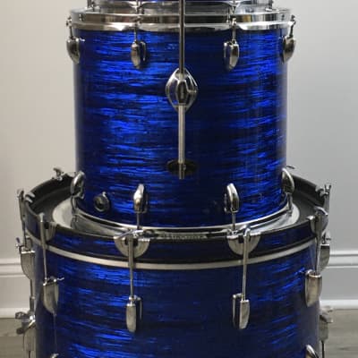 Vintage Apollo 3 Piece Drum Set 1970s Blue Oyster Pearl Completely Restored in USA Jazz Bop Kit 12/16/22 image 2