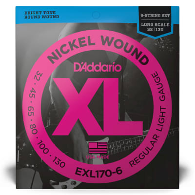 D'Addario EXL170-6 Nickel Wound 6-String Long Scale Light Electric Bass Strings (32-130) image 2