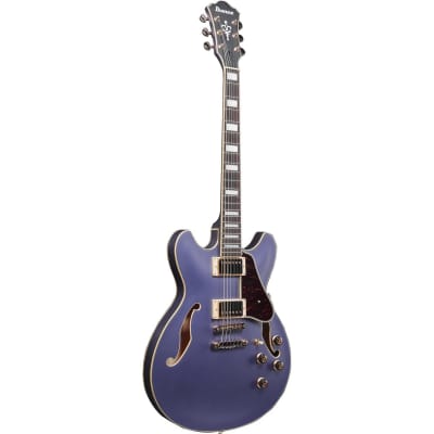 Ibanez AS Artcore AS73G Semi-Hollow Double Cutaway Electric Guitar, Bound Rosewood Fretboard, Metallic Purple Flat image 9