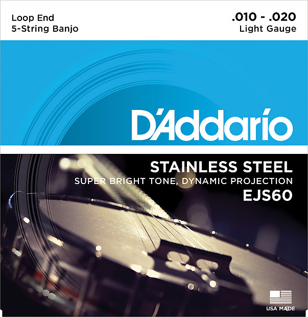 D'Addario EJS60 5-String Banjo Strings Stainless Steel Light 9-20 image 1