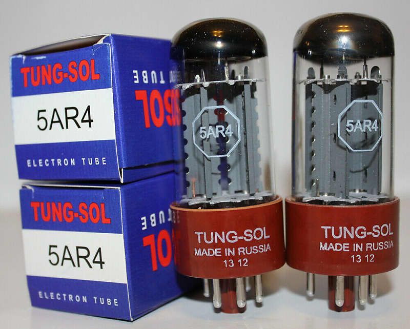 Matched Pair Tung Sol 5AR4 rectifier tubes, Brand New in Box | Reverb