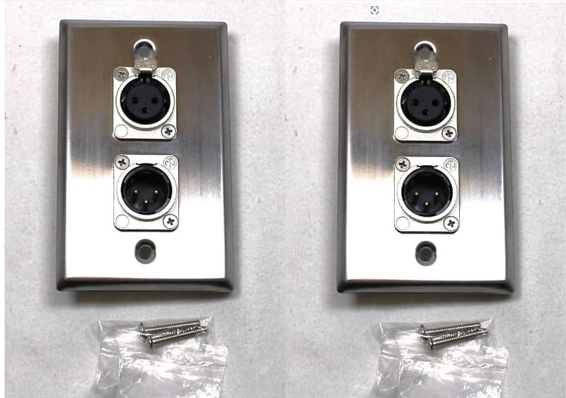 (2) Two Double XLR Single Wall Plates w/ Neutrik Male + Reverb