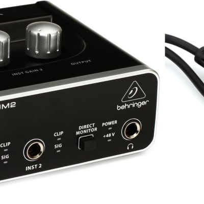 Behringer U-Phoria UM2 USB Audio Interface  Bundle with Hosa CMS-103 Stereo Interconnect Cable - 3.5mm TRS Male to 1/4-inch TRS Male - 3 foot image 1