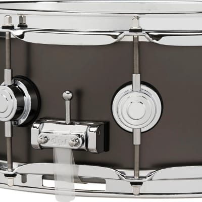 DW Collector's Series Satin Black Over Brass Snare Drum, 5.5"x14" image 5