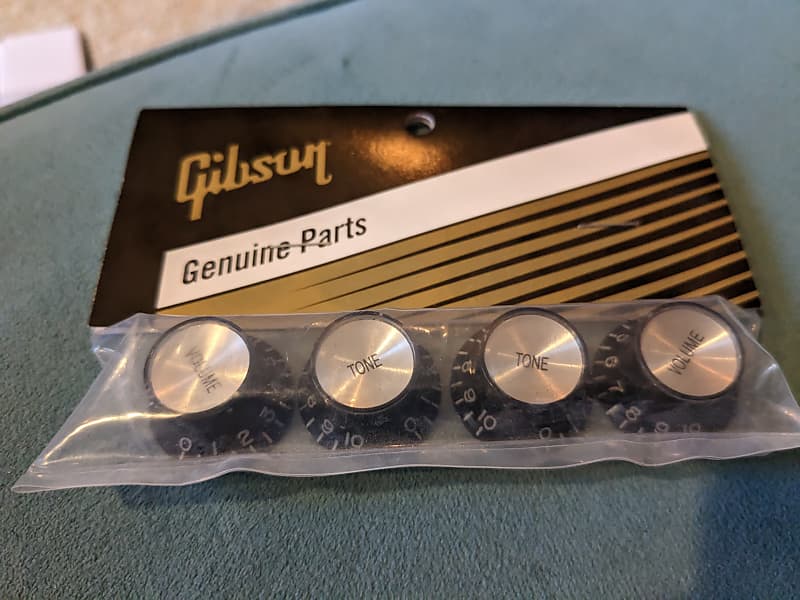 Gibson Top Hat Knobs Black/Silver Insert Reverb