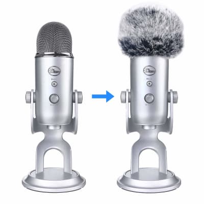 Microphone Furry Windscreen Muff - Mic Wind Cover Fur Pop Filter As Foam Cover For Blue Yeti, Blue Yeti Pro Usb Condenser Mic image 2