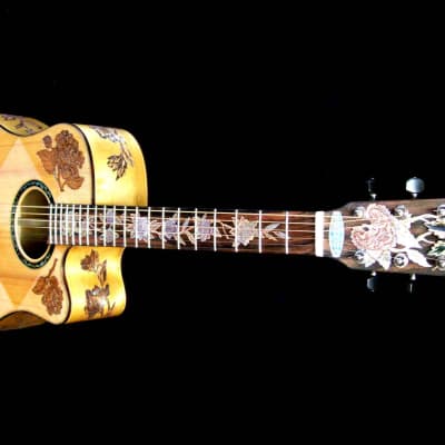 Blueberry Handmade Acoustic Guitar Dreadnought Floral Motif built to Order for sale