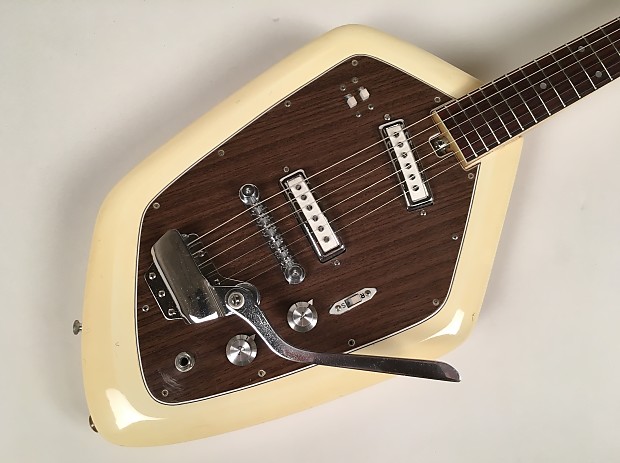 Rare Aged White 1969 Teisco Del Rey EV-2T Dual Pickup Guitar with