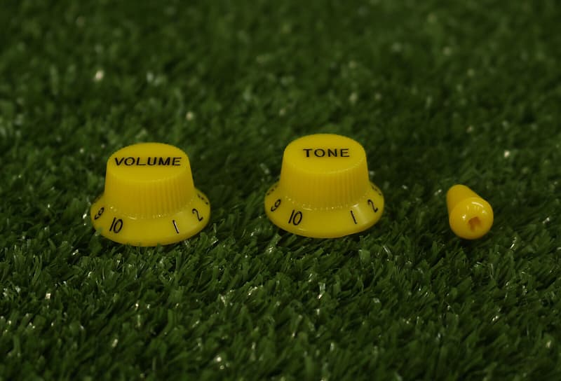 Ibanez Knobs Colored Replacement with Switch Tip Yellow Reverb