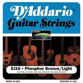 D'Addario cordes guitare acoustique, 12-53,EJ16 Ph.Bronze, light