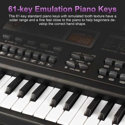 61 Keys Electric Piano Keyboard For Kids with Microphone Black New image 7