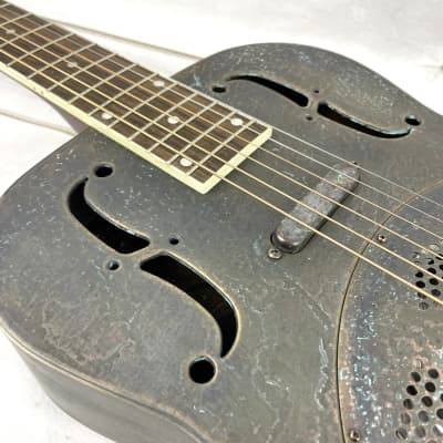 Royall FB Blues Hound Heavy Relic Copper Finish 14 Fret Single Cone Resonator With Pickup image 4