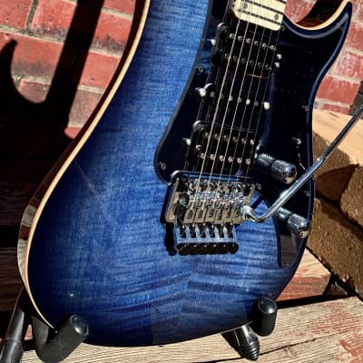 Vigier Excalibur Custom Mysterious Blue Flame Top Electric Guitar & Case image 4