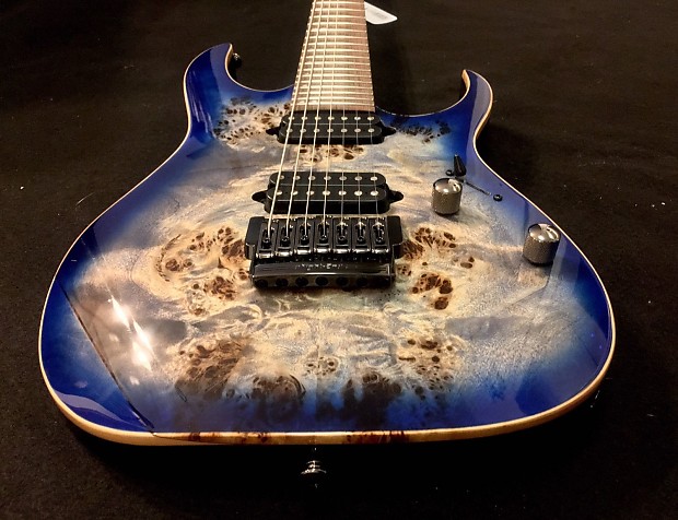 Ibanez RG Premium RG1027PBF CBB Cerulean Blue Burst Burl Top