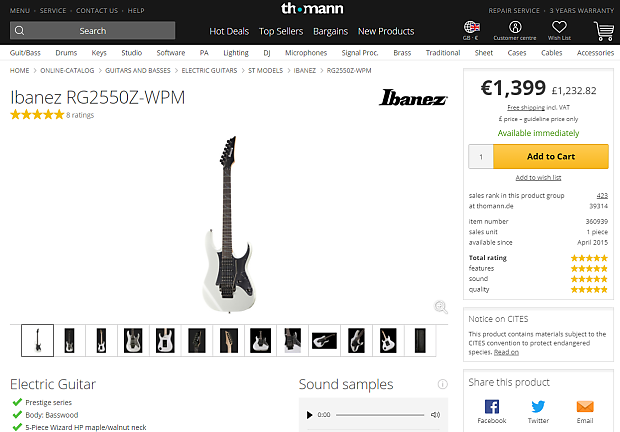 Ibanez Prestige RG2550Z-GW /2010, made in Japan / Galaxy