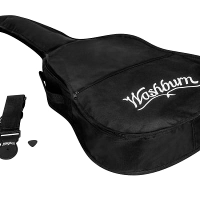 Washburn AD5CEPACK Dreadnought Mahogany Neck 6-String Acoustic-Electric Guitar w/Gig Bag, Straps & Pick image 9
