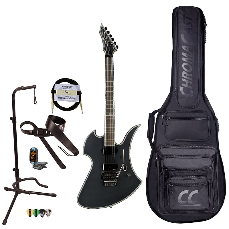 BC Rich Guitars Mockingbird Extreme Electric Guitar with Floyd Rose, Case, Strap, and Stand, Matte Black image 1
