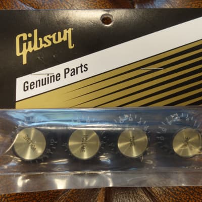 Gibson PRMK-020 Top Hat Knobs w/ Gold Metal Insert (Black) (4 pcs.) for sale