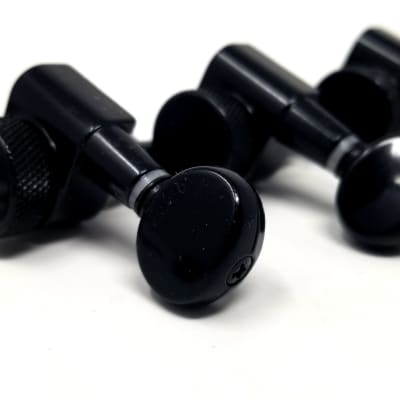 Carparelli 6-IN-LINE Electric Locking Machine Heads Tuners Classic Button Black for sale