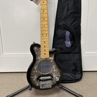 Pignose PGG-200 Mini Electric Travel Guitar - Black Paisley w/Gig Bag for sale