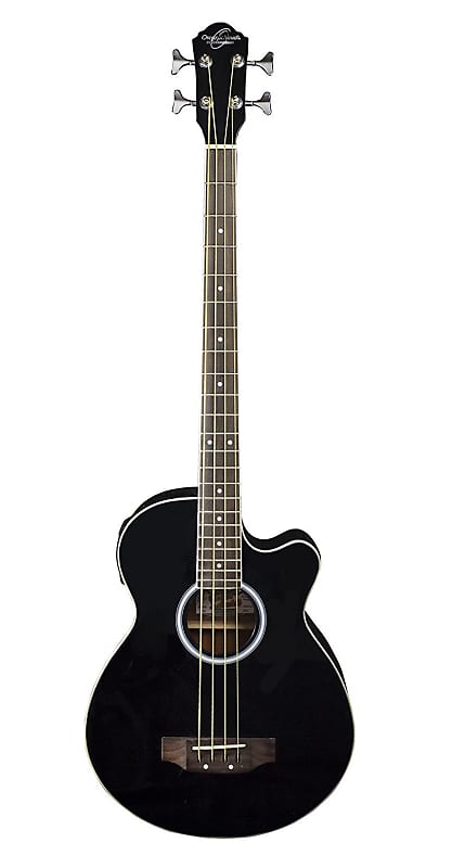 Black 4-String Acoustic Electric Bass Guitar w/ Gig Bag by Washburn image 1
