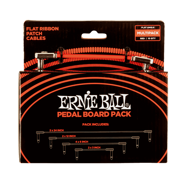 Ernie Ball 6404 Flat Ribbon Patch Cables - Pedalboard Multi-Pack - 10 Assorted - Red image 1