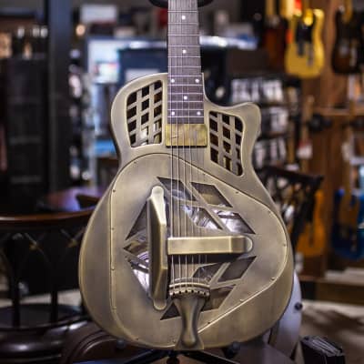 National T-14 Cutaway Tricone Resonator Acoustic/Electric - Antique Brass w/Hard Shell Case image 2